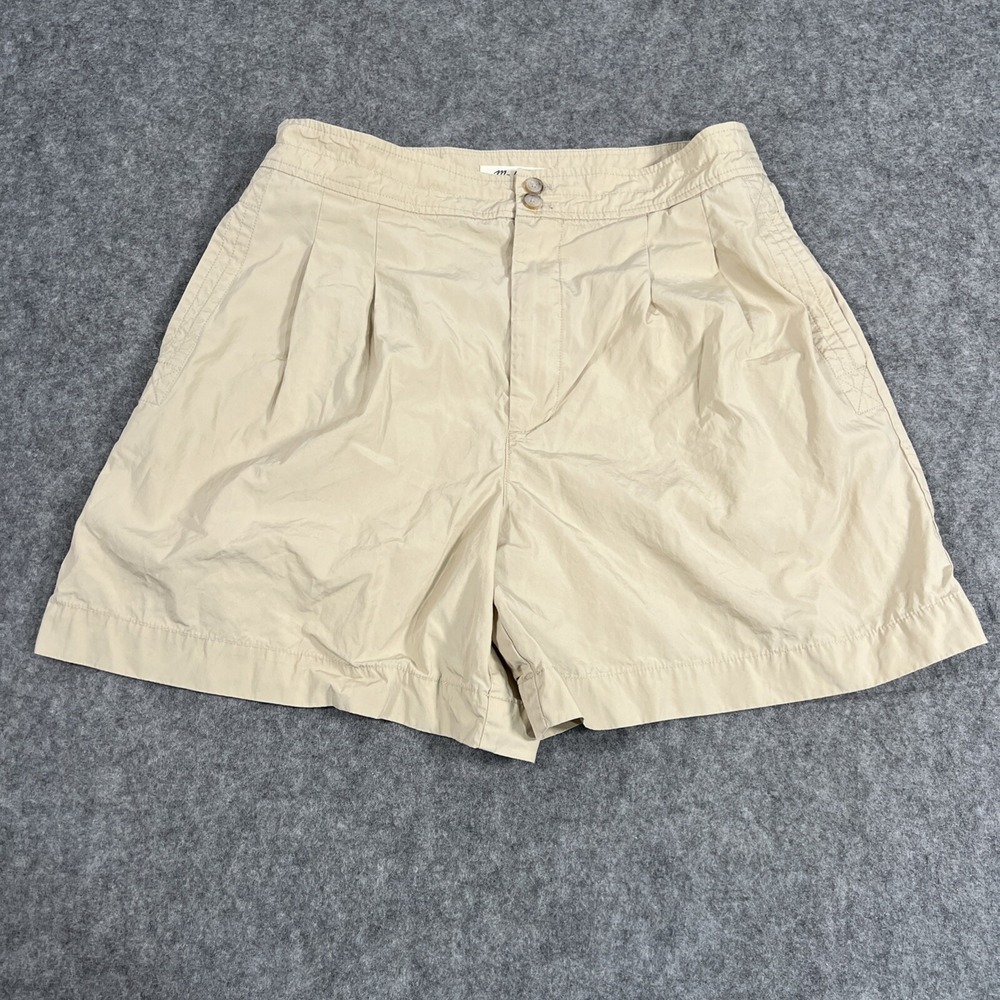 Madewell Poplin Pleated Shorts In Summer Dune High Waist‎ Lightweight Size 12